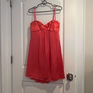 BCBG strapless coral dress w/ bow back